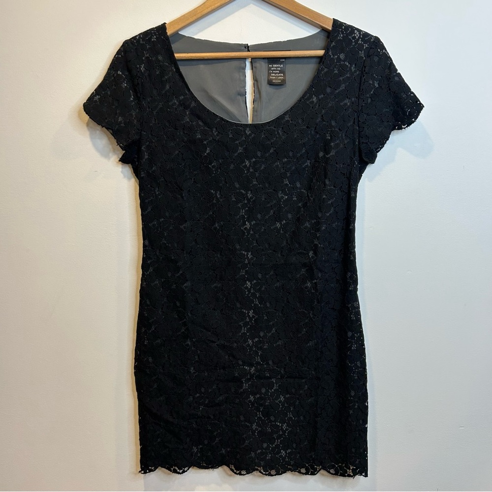 Aritzia Talula Black Lace Short Sleeve Mini Dress